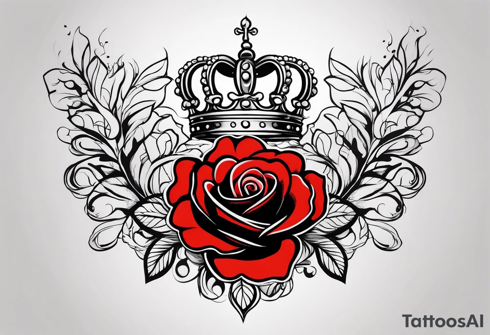 the rose queen's crown with a heart tattoo idea