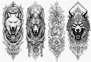 Upper arm sleeve with Odin and Fenrir tattoo idea