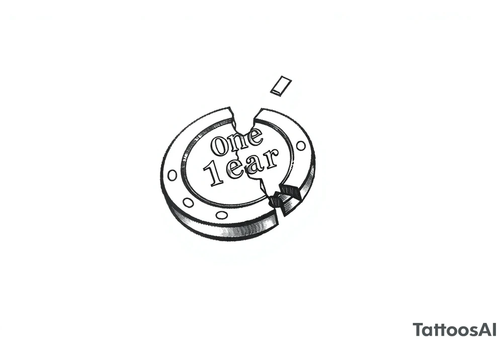 Broken "One Year" Chip/Coin sobriety tattoo idea