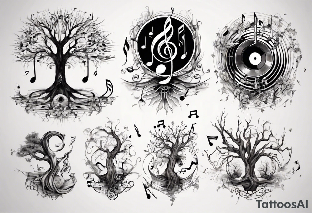 music speaker note tree staff tattoo idea