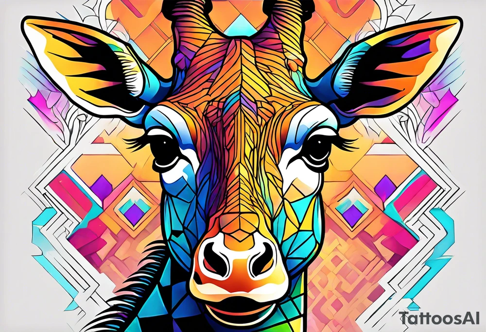 a psychedelic giraffe tattoo idea