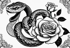 snake and 4 roses tattoo idea