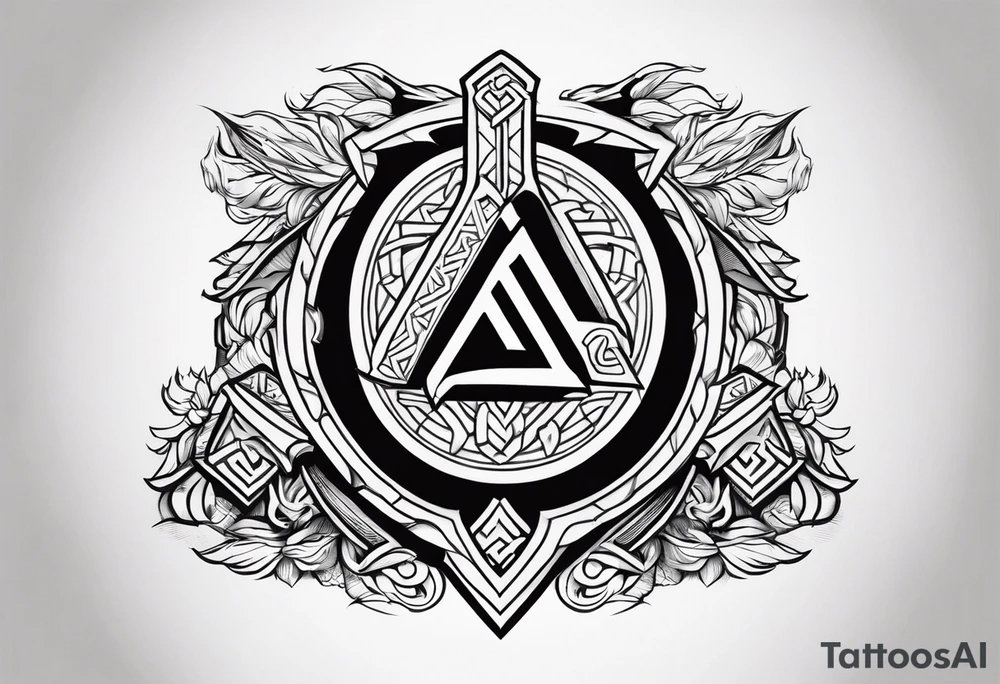 Valhalla valknut shield axe sword tattoo idea