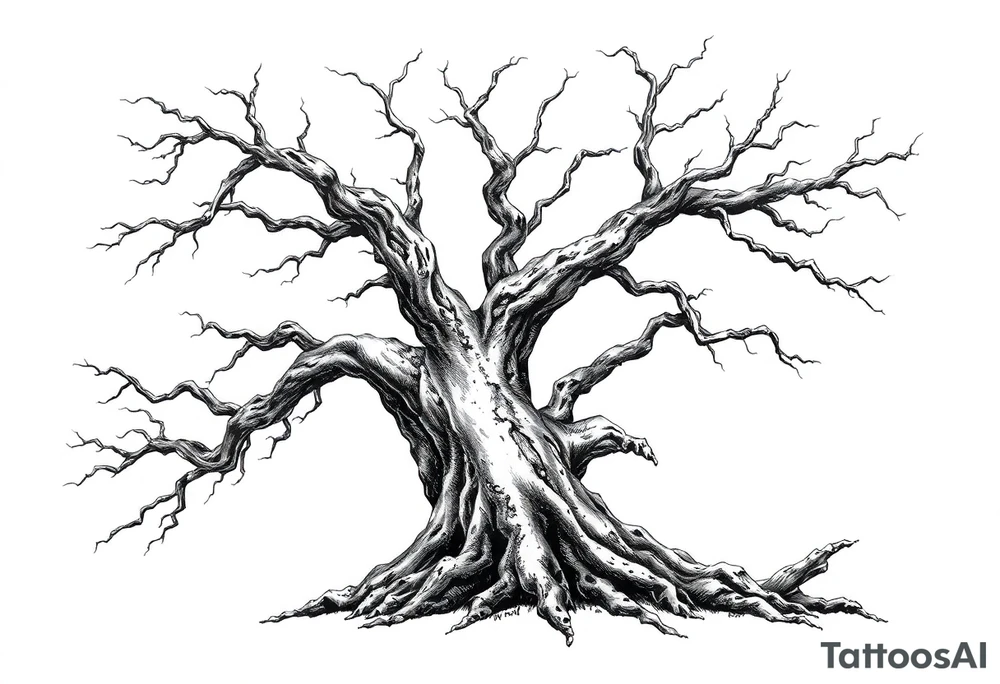 old dead majestic tree tattoo idea