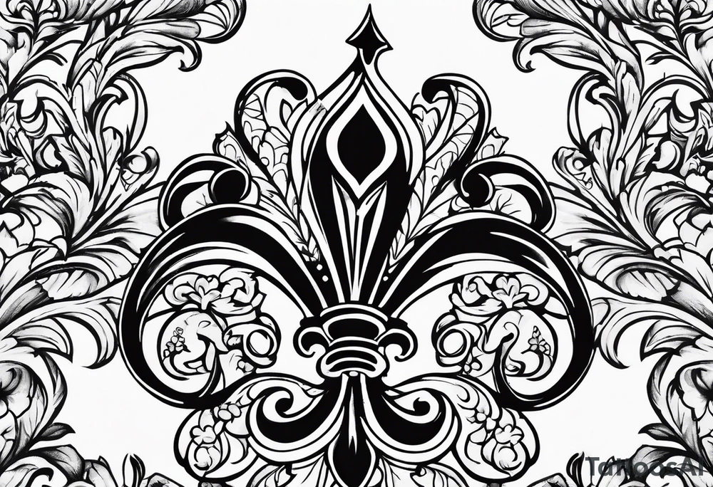 Fleur de lis with designs under and above tattoo idea