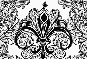 Fleur de lis with designs under and above tattoo idea