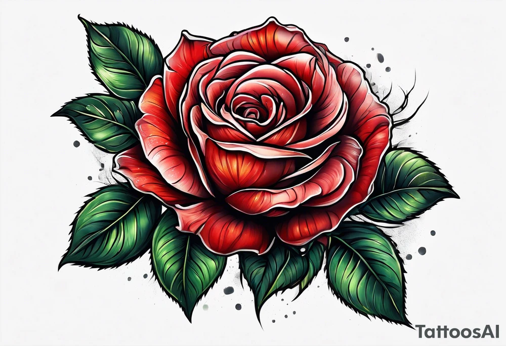 red rose blooming tattoo idea
