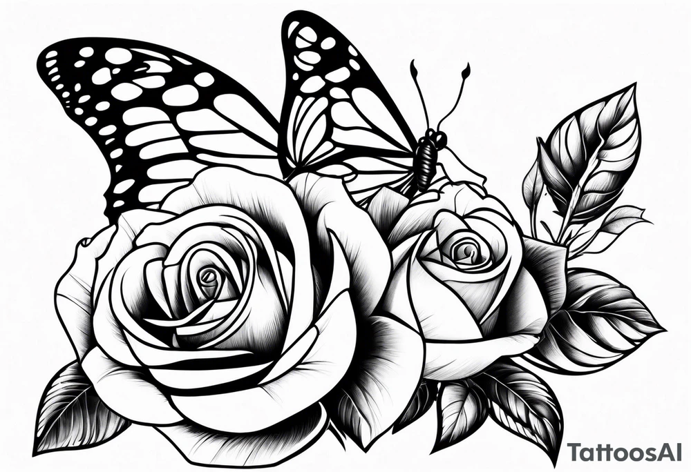 Butterfly roses tattoo idea