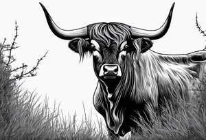 Texas Long horn with barbed wire tattoo idea
