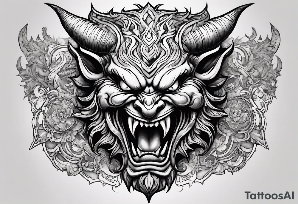 angry devil for a chest tattoo idea