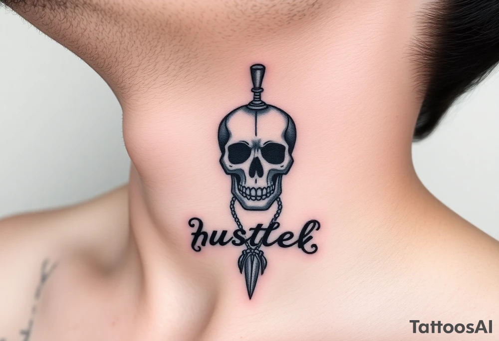 Rolls royce with the word hustler and a skull money girls and drugs for throat tattoo idea