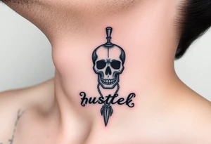 Rolls royce with the word hustler and a skull money girls and drugs for throat tattoo idea