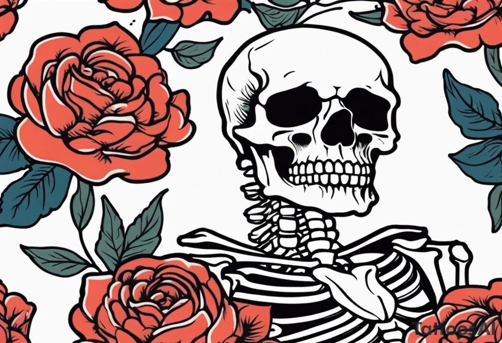 human skeleton

old school vintage simple traditional design surrounded by vintage flowers


bold color simple tattoo idea