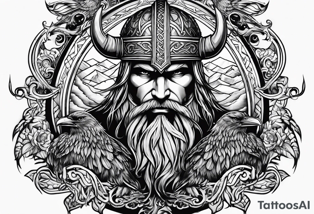 Viking with raven tattoo idea