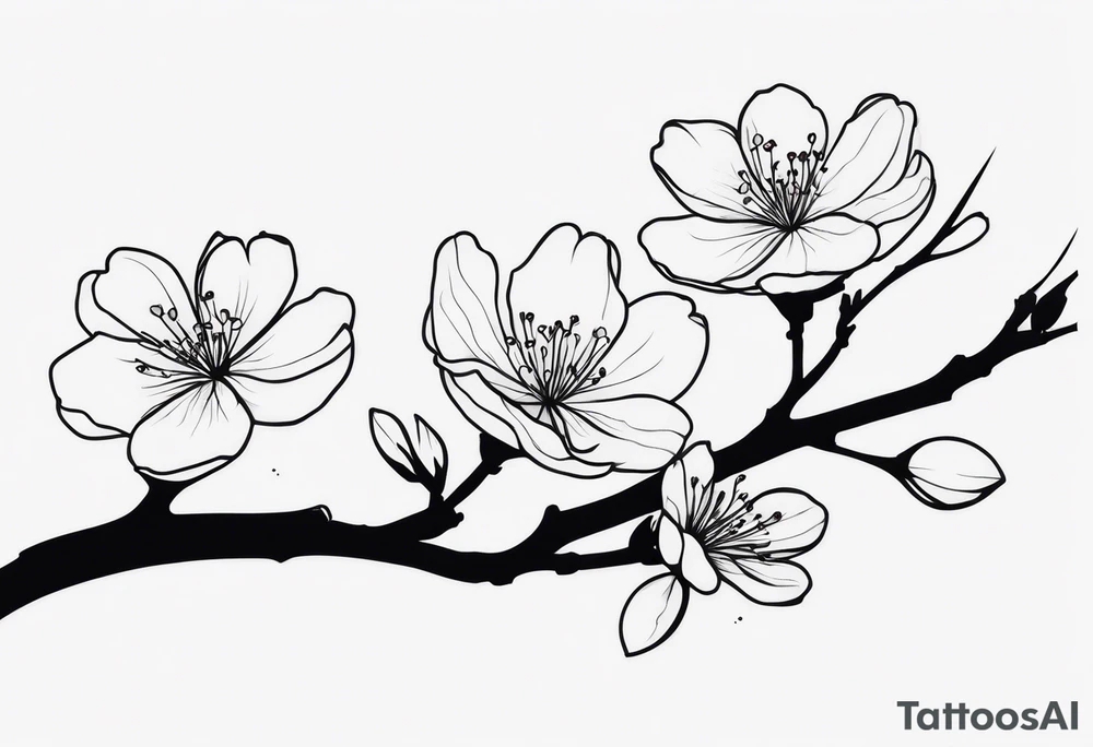 cherry blossom branch going from shoulder to wrist, wrap around bicep tattoo idea