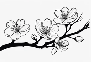 cherry blossom branch going from shoulder to wrist, wrap around bicep tattoo idea