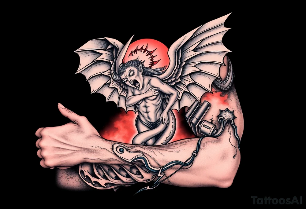 Devil, angel, hell, heaven tattoo idea