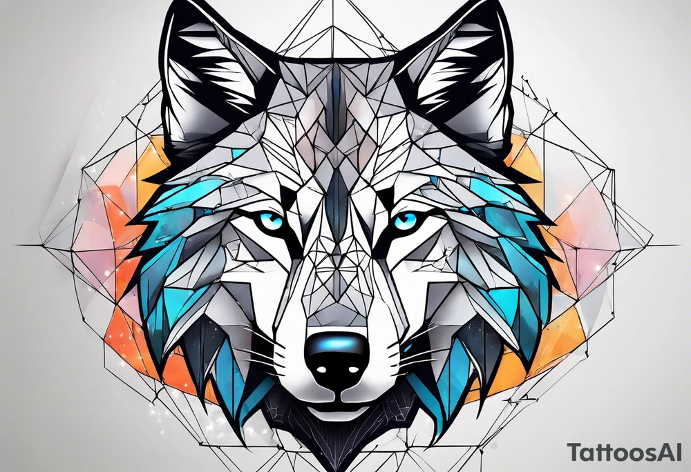 Constellation, two animal wolf, géométric tattoo idea