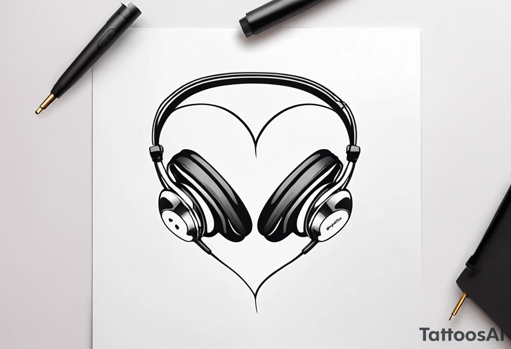 Headphones with L and R on a heart tattoo idea