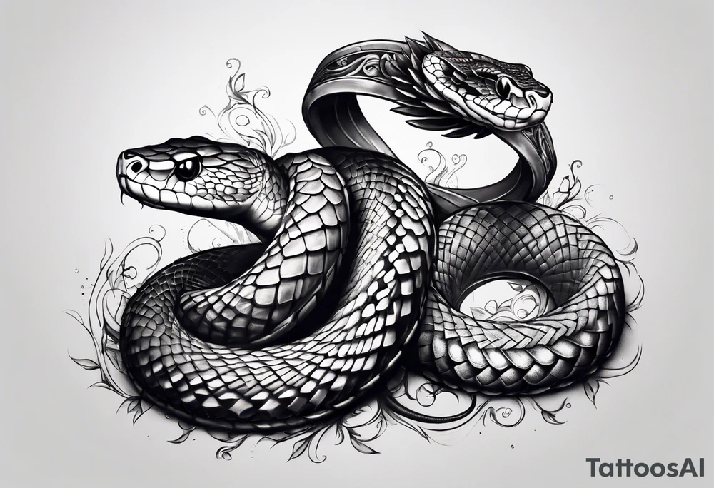 snake wrapped around the fourarm tattoo idea