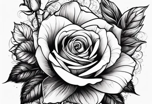 Bloomed rose with female body, kneeling tattoo idea