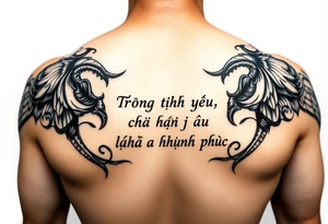 Phrase "Trong tình yêu, chờ đợi là hạnh phúc tattoo idea