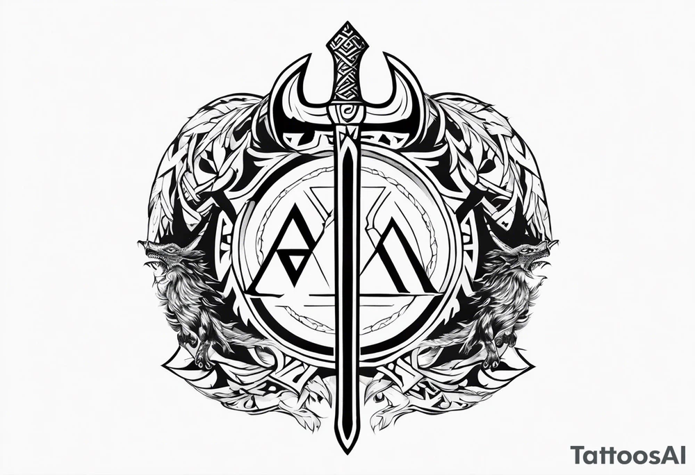Valhalla sword
dragon axe Valknut helm of awe tattoo idea
