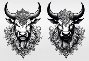 Evil, scary bull with horns tattoo idea