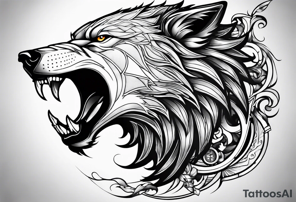 half wolf half eagle tattoo idea