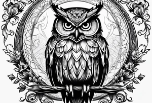 owl dressed up as a ghost tattoo idea