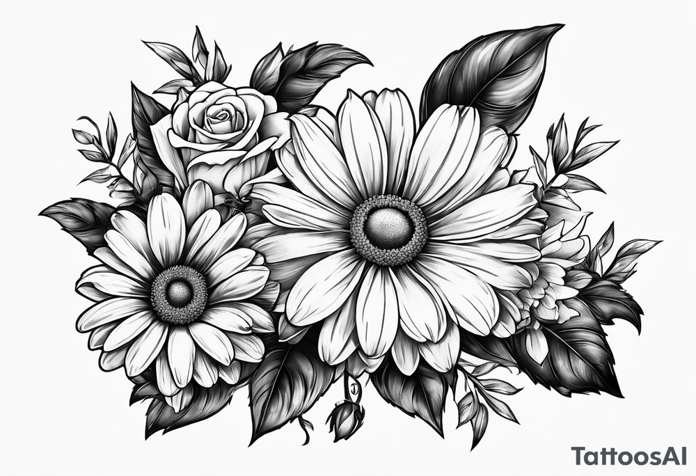 Daisies, roses tattoo idea