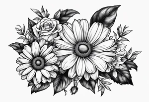 Daisies, roses tattoo idea
