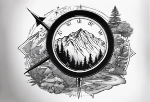Homesick album by A Day to Remember, but with a mountain and a compass tattoo idea