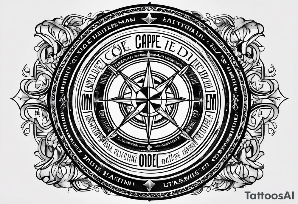 “Carpe Diem” Latin writing with Jedi order logo in the middle tattoo idea