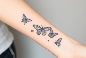 Anastacia in old English long beach California theme with butterflies tattoo idea