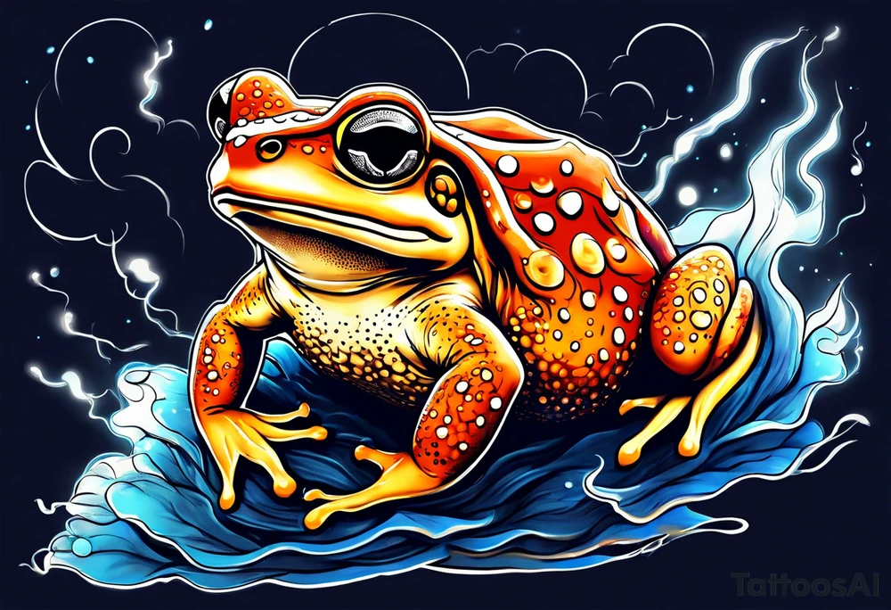 A toad in a thunderstorm tattoo idea
