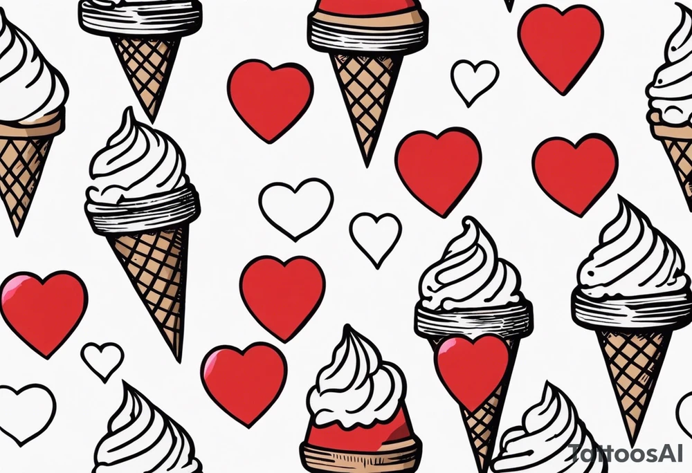 small ice cream cone with small red heart on it somewhere while representing Paris tattoo idea small ice cream cone with small red heart on it somewhere while representing Paris tattoo idea