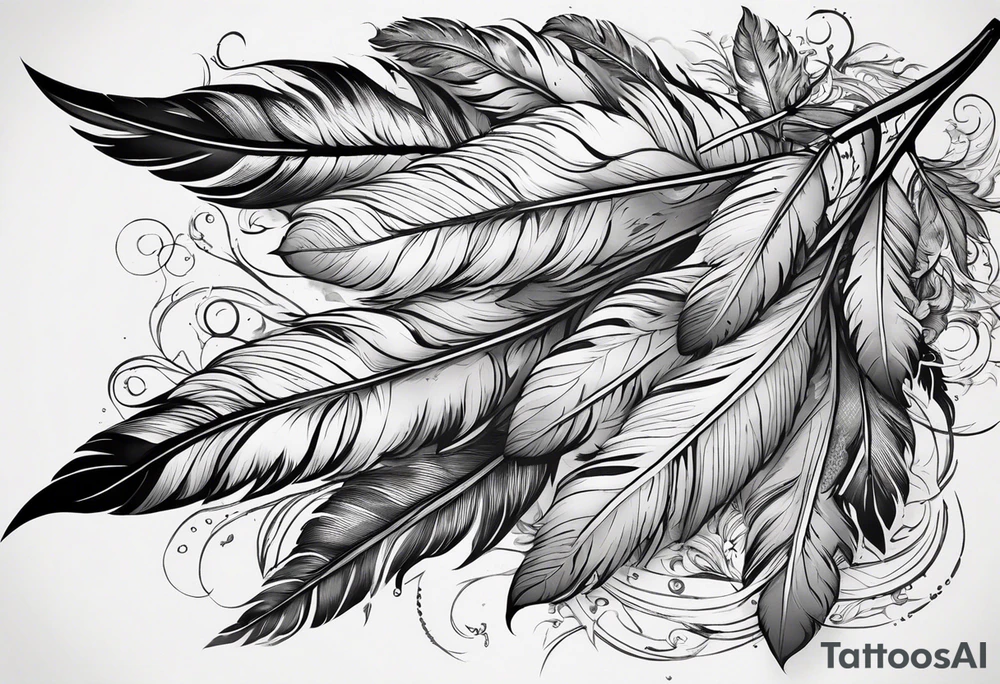 The tattoo begins on the left arm, at the elbow, where feathers are flying under the action of the wind towards the left hand. These feathers share the air space with branches that have leaves, and both elements move together up the left arm. As they approach the shoulder, some lightning appears between them. At this point, the feathers start to converge toward the left chest, where a vortex of energy reveals the head of an owl. The branches converge toward the left side of the back, passing over the shoulder. On the left side of the back, there is a dense, psychedelic element representing the energy of life's creation, with references to the earth, element, and planet. There is also a clay house in this area. tattoo idea