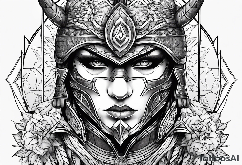 a battle hardened warrior masked tattoo idea