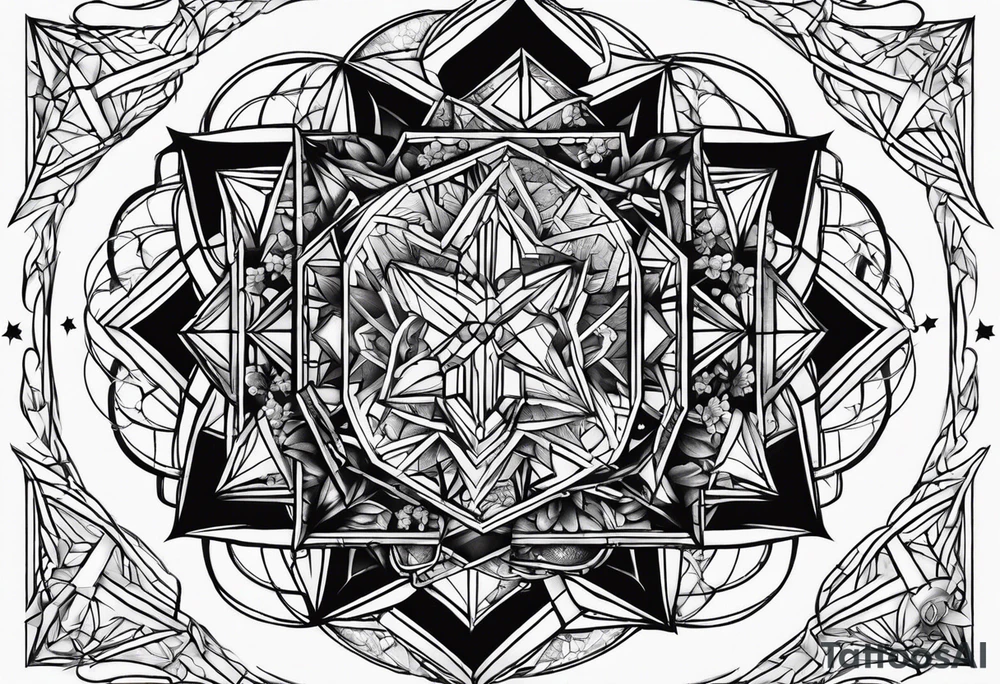 Tesseract and stars tattoo idea
