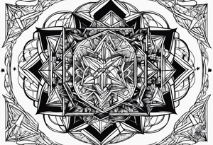 Tesseract and stars tattoo idea