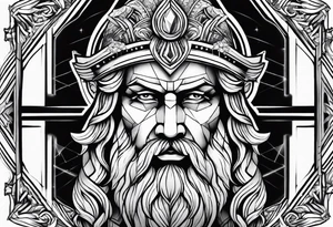 powerful majestic zeus, dark theme ship tattoo idea