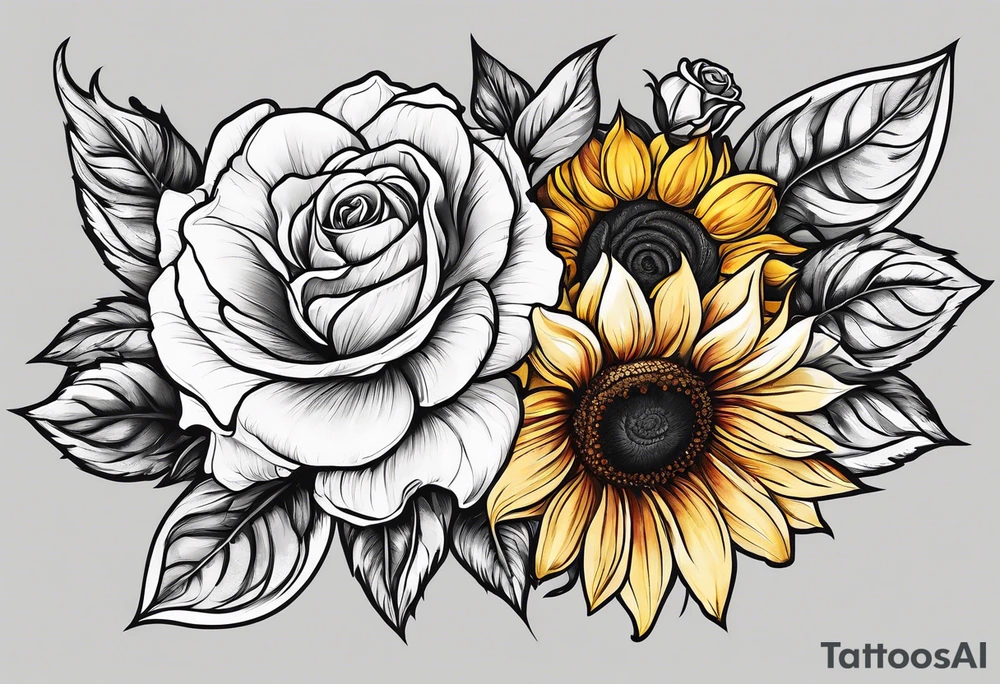flower rose , sunflower, tattoo idea