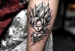 legendary dragonball z with energy aura with maginboo tattoo idea