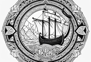 The words "keep going" in a Viking style tattoo idea