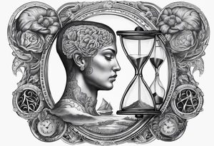 Sagittal brain and coguar inside hourglass. Brain in loterii level, coguar in an upper level tattoo idea