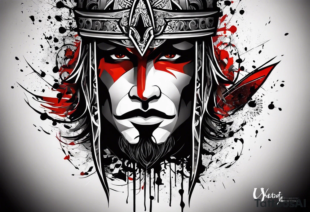 The tattoo is spiritually driven, using the Latin quote "Vincit qui see Vincit," which translates to "He who conquers himself conquers the world." Create this tattoo using the ideas of the warrior spirit, discipline, and growth in all aspects of life tattoo idea