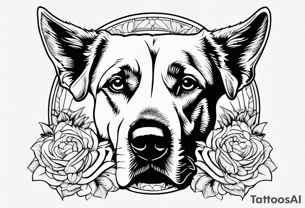 family outline with mom dad son and dog tattoo idea