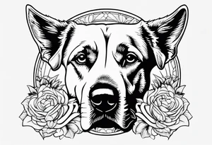 family outline with mom dad son and dog tattoo idea
