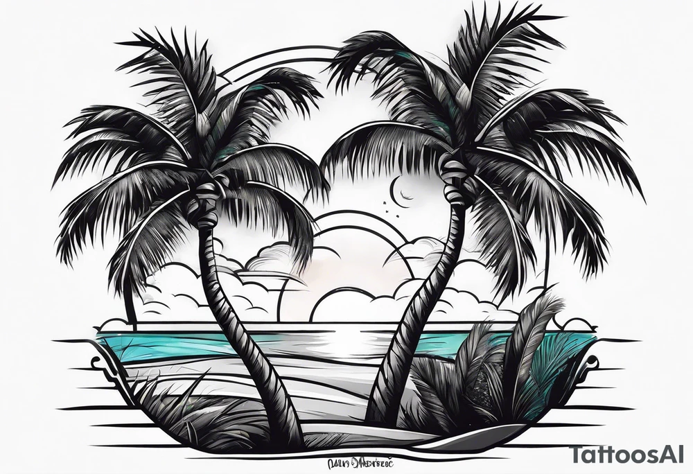 palm tree sleeve tattoo idea